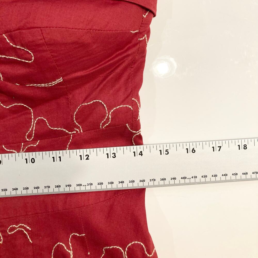 NWOT TIBI Dress 8 Merlot Beads Embroidery FitFlare Pleated Sweetheart-CuffedNeck - Picture 12 of 13